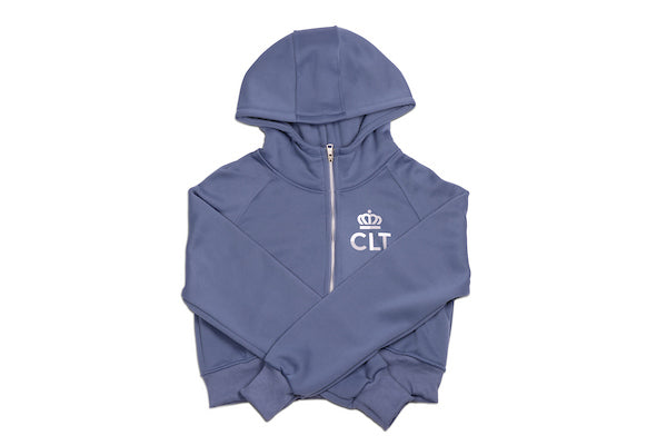 Cropped Zip Up Hoodie/Navy